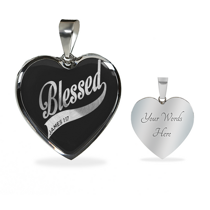 Blessed - Graphic Heart Necklace - JustFamilyThings
