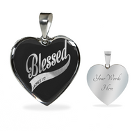 Load image into Gallery viewer, Blessed - Graphic Heart Necklace - JustFamilyThings
