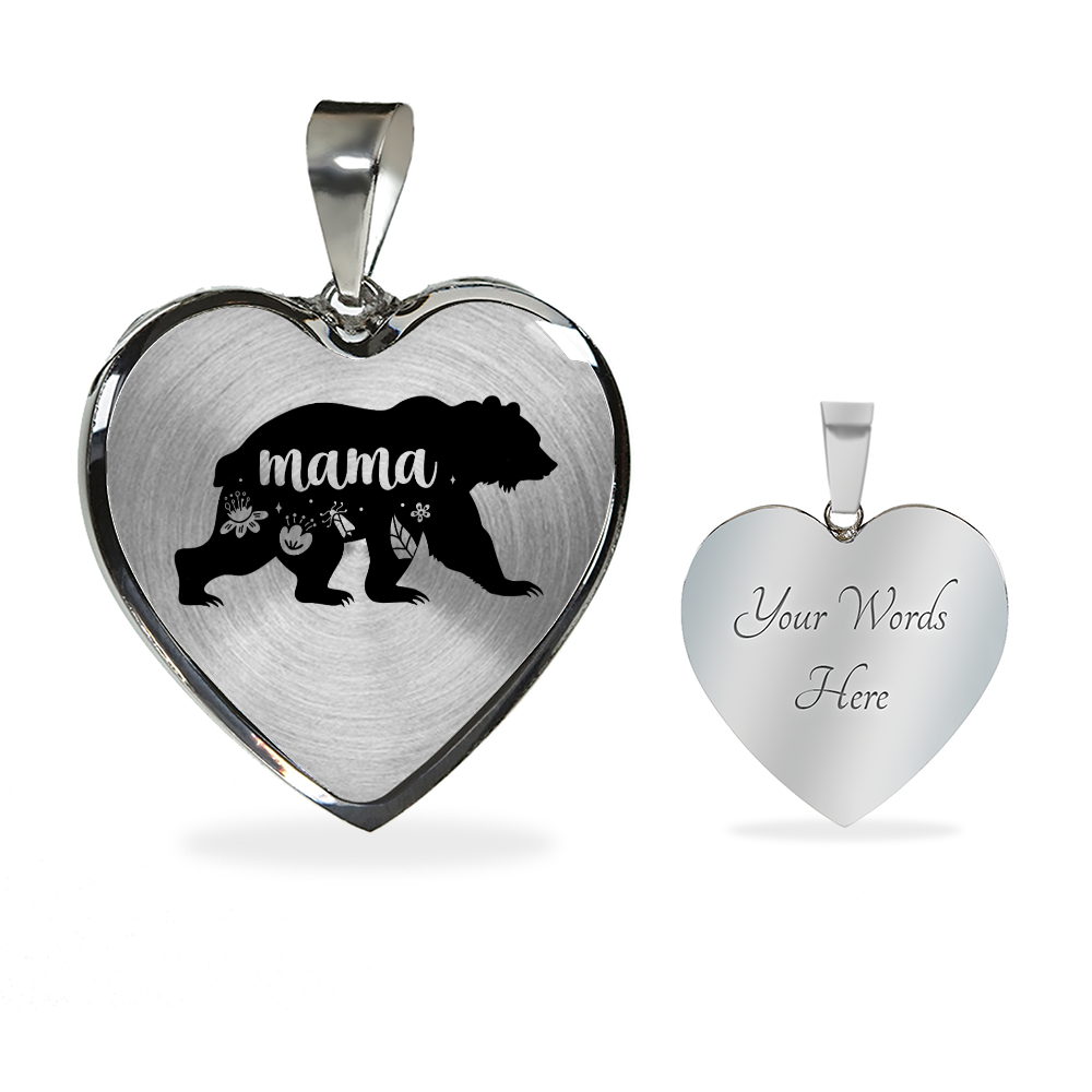 Mama bear - Graphic Heart Necklace - JustFamilyThings