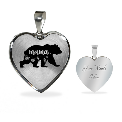 Mama bear - Graphic Heart Necklace - JustFamilyThings