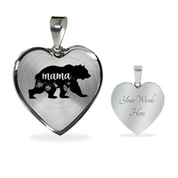 Load image into Gallery viewer, Mama bear - Graphic Heart Necklace - JustFamilyThings
