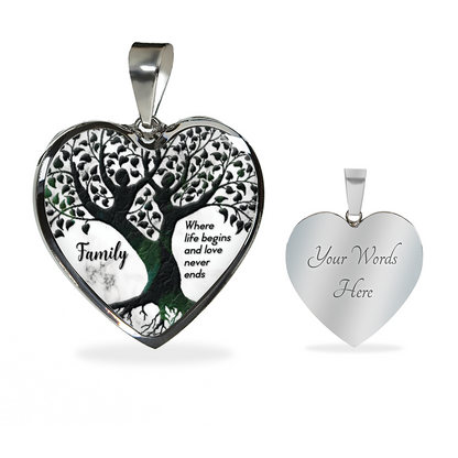 Family, Where life begins - Graphic Heart Necklace - JustFamilyThings