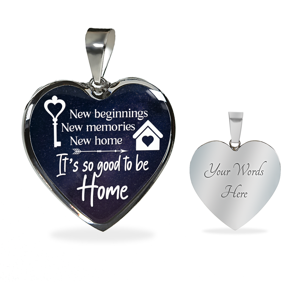 New beginnings, New home - Graphic Heart Necklace - JustFamilyThings