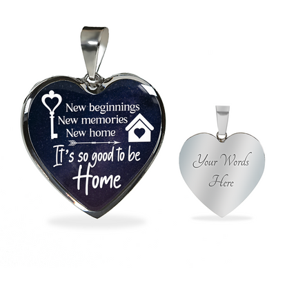 New beginnings, New home - Graphic Heart Necklace - JustFamilyThings