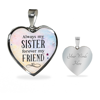 Always my sister - Graphic Heart Necklace - JustFamilyThings