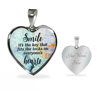Load image into Gallery viewer, Smile - Graphic Heart Necklace - JustFamilyThings
