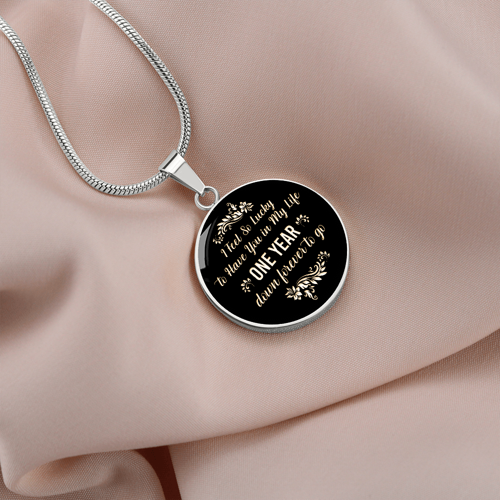 One year anniversary gift - Graphic Circle Necklace - JustFamilyThings