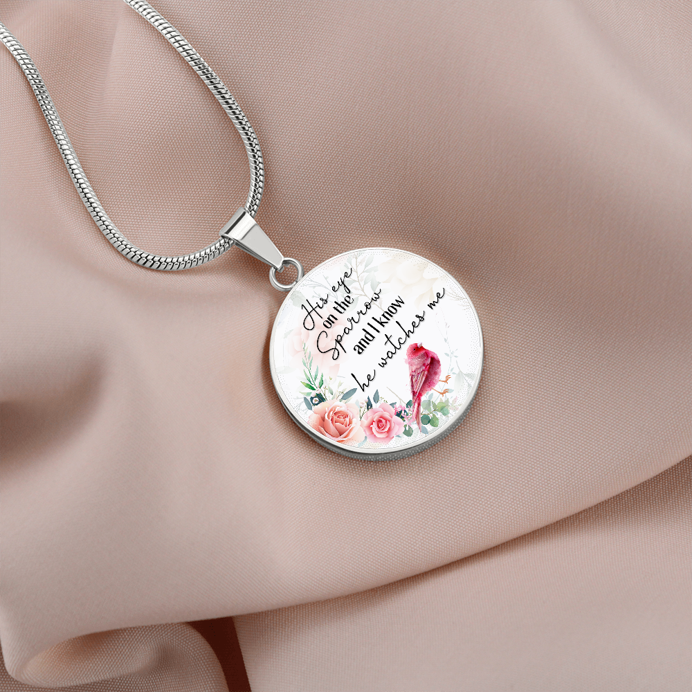 His eye on the sparrow - Graphic Circle Necklace - JustFamilyThings