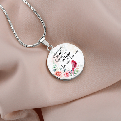 His eye on the sparrow - Graphic Circle Necklace - JustFamilyThings