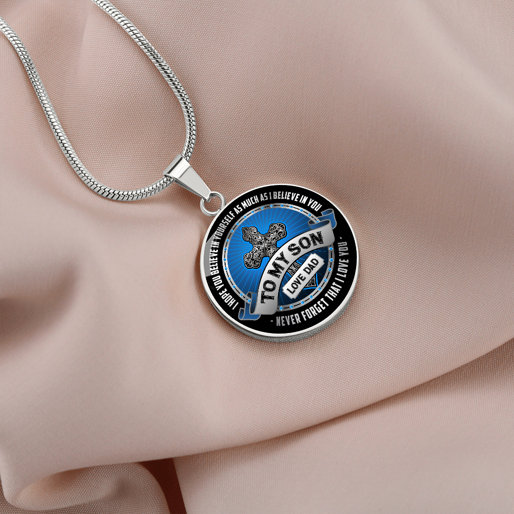 To son from dad - Graphic Circle Necklace - JustFamilyThings