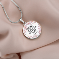 Load image into Gallery viewer, Trust in the Lord - Graphic Circle Necklace - JustFamilyThings
