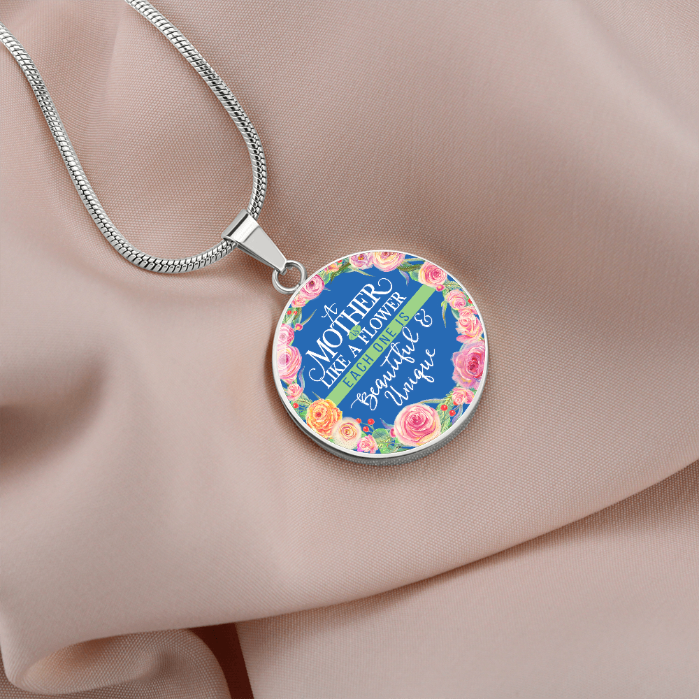 A mother like a flower - Graphic Circle Necklace - JustFamilyThings