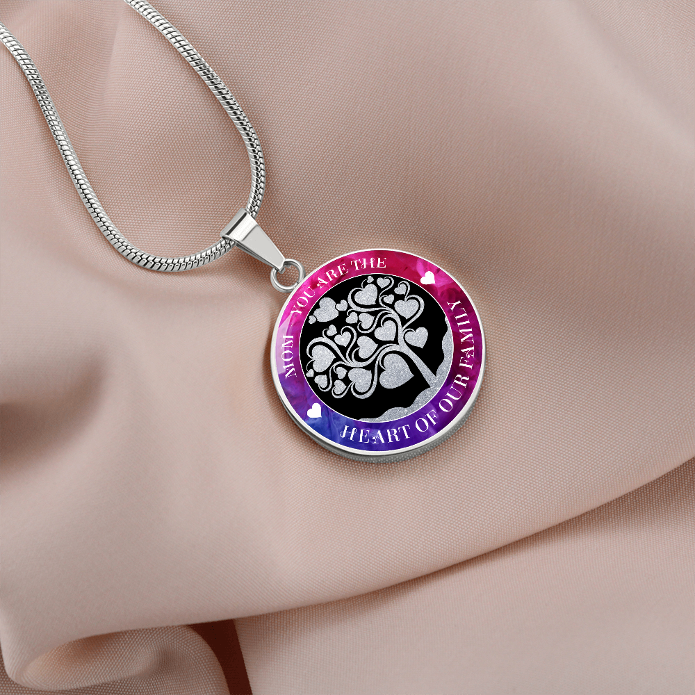Mom you are the heart of our family - Graphic Circle Necklace - JustFamilyThings
