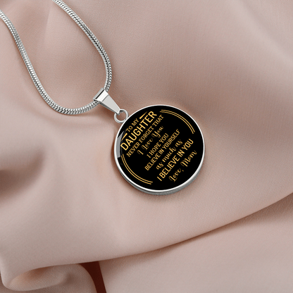 To my daughter from mom - Graphic Circle Necklace - JustFamilyThings