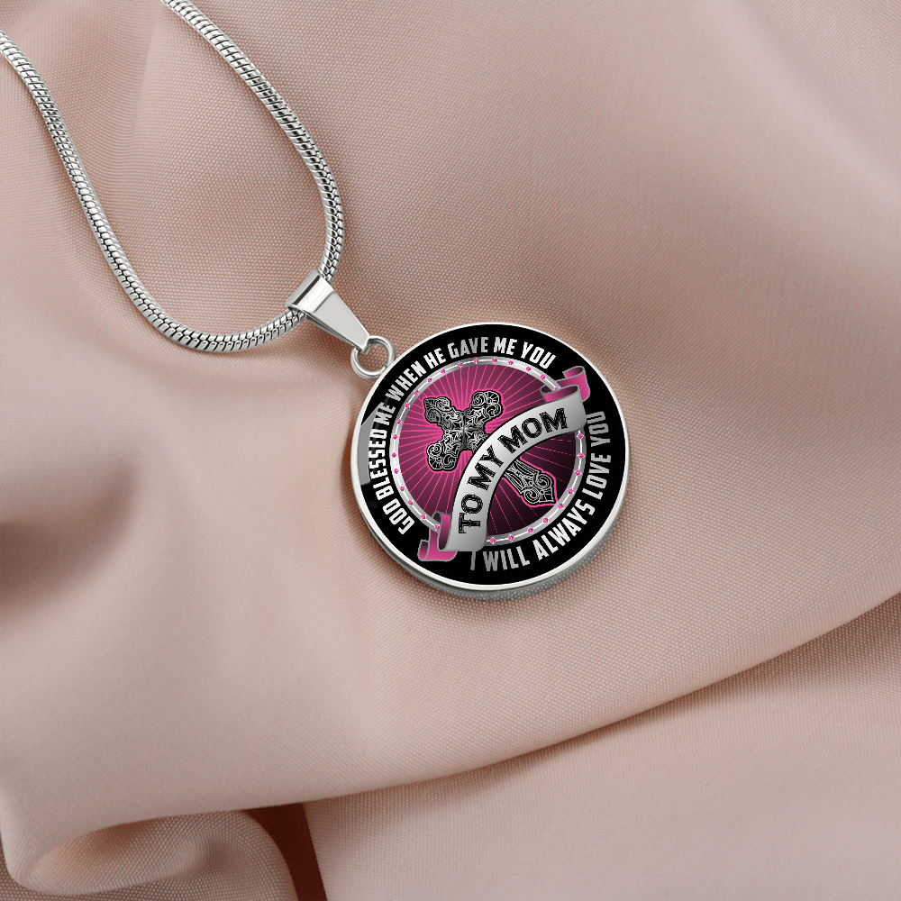 To my mom - Graphic Circle Necklace - JustFamilyThings