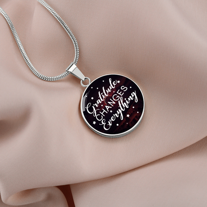 Gratitude changes everything - Graphic Circle Necklace - JustFamilyThings