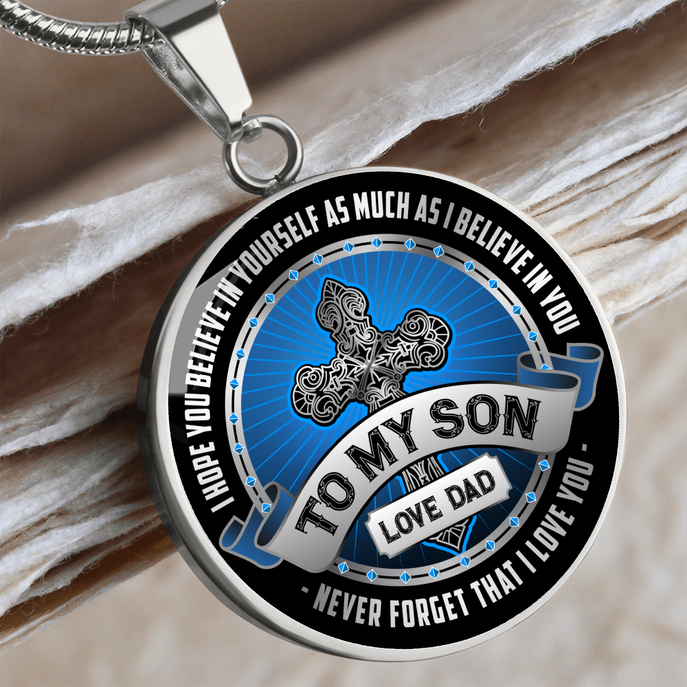 To son from dad - Graphic Circle Necklace - JustFamilyThings