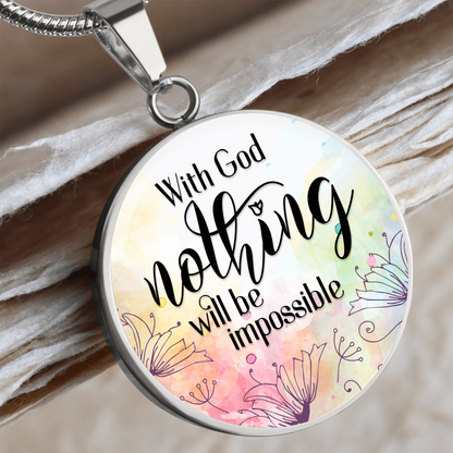 With God nothing is impossible - Graphic Circle Necklace - JustFamilyThings