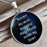 Load image into Gallery viewer, You are the most beautiful thing - Graphic Circle Necklace - JustFamilyThings
