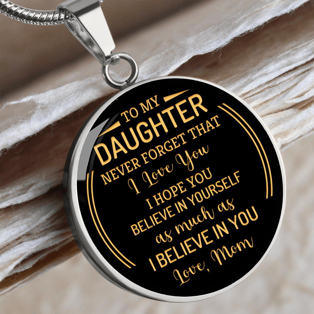 To my daughter from mom - Graphic Circle Necklace - JustFamilyThings