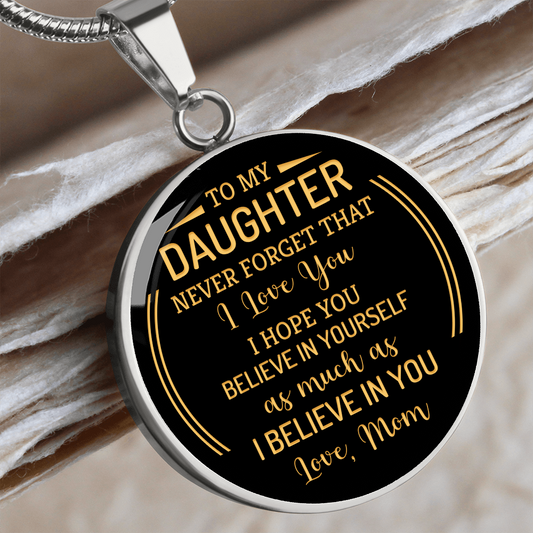 To my daughter from mom - Graphic Circle Necklace - JustFamilyThings