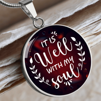 Load image into Gallery viewer, It is well with my soul - Graphic Circle Necklace - JustFamilyThings
