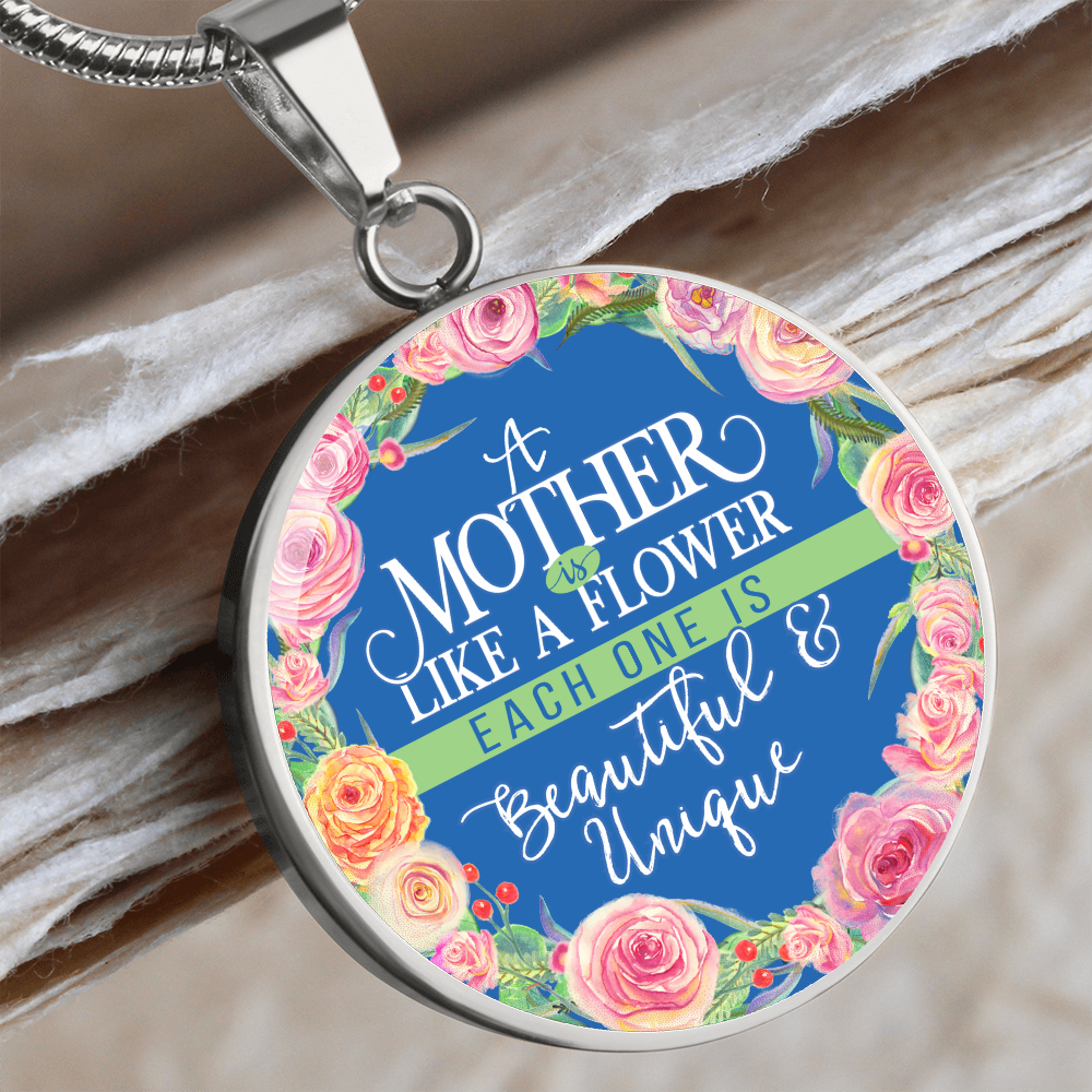 A mother like a flower - Graphic Circle Necklace - JustFamilyThings