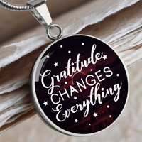 Load image into Gallery viewer, Gratitude changes everything - Graphic Circle Necklace - JustFamilyThings
