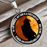 Load image into Gallery viewer, Firefighter Son - Graphic Circle Necklace - JustFamilyThings
