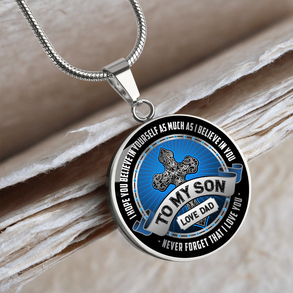To son from dad - Graphic Circle Necklace - JustFamilyThings
