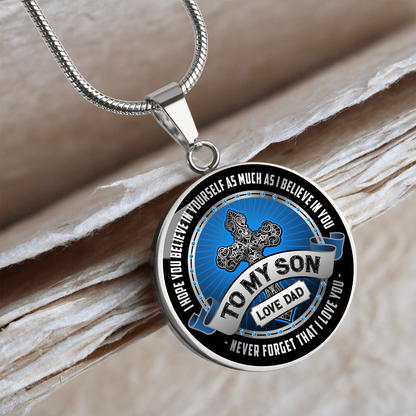 To son from dad - Graphic Circle Necklace - JustFamilyThings