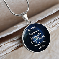 Load image into Gallery viewer, You are the most beautiful thing - Graphic Circle Necklace - JustFamilyThings
