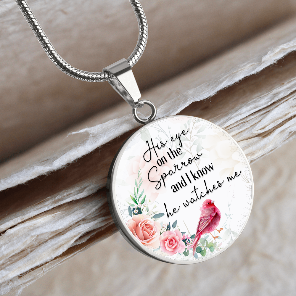 His eye on the sparrow - Graphic Circle Necklace - JustFamilyThings