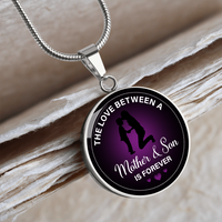 Load image into Gallery viewer, The love between a mother &amp; son is forever - Graphic Circle Necklace - JustFamilyThings
