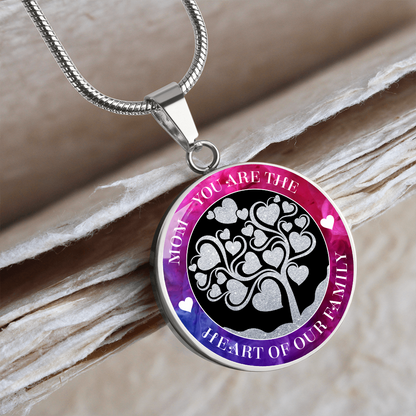 Mom you are the heart of our family - Graphic Circle Necklace - JustFamilyThings
