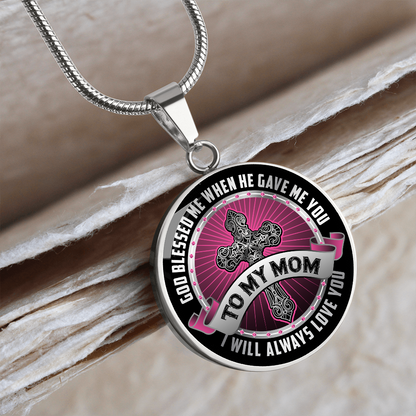 To my mom - Graphic Circle Necklace - JustFamilyThings