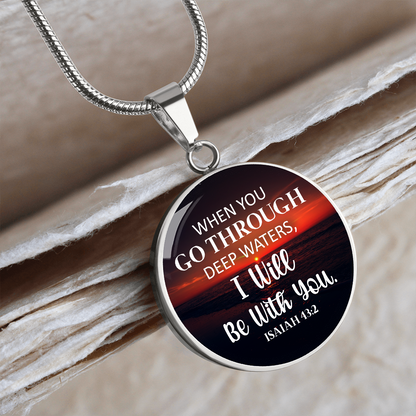 When you go through deep waters - Graphic Circle Necklace - JustFamilyThings