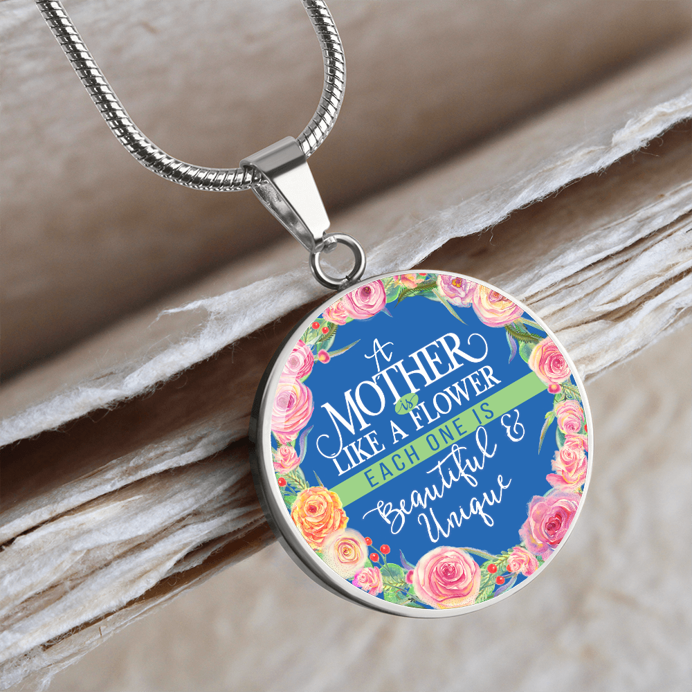 A mother like a flower - Graphic Circle Necklace - JustFamilyThings