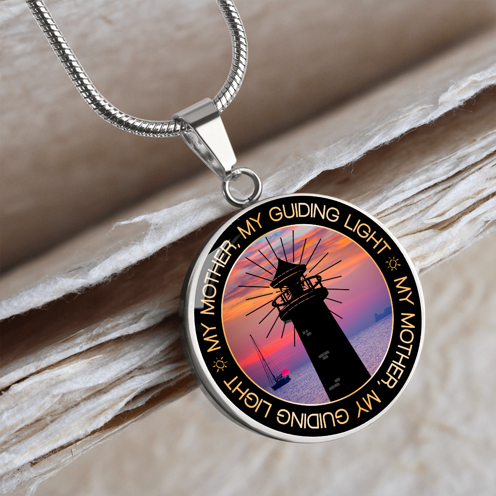 My mother my guiding light - Graphic Circle Necklace - JustFamilyThings