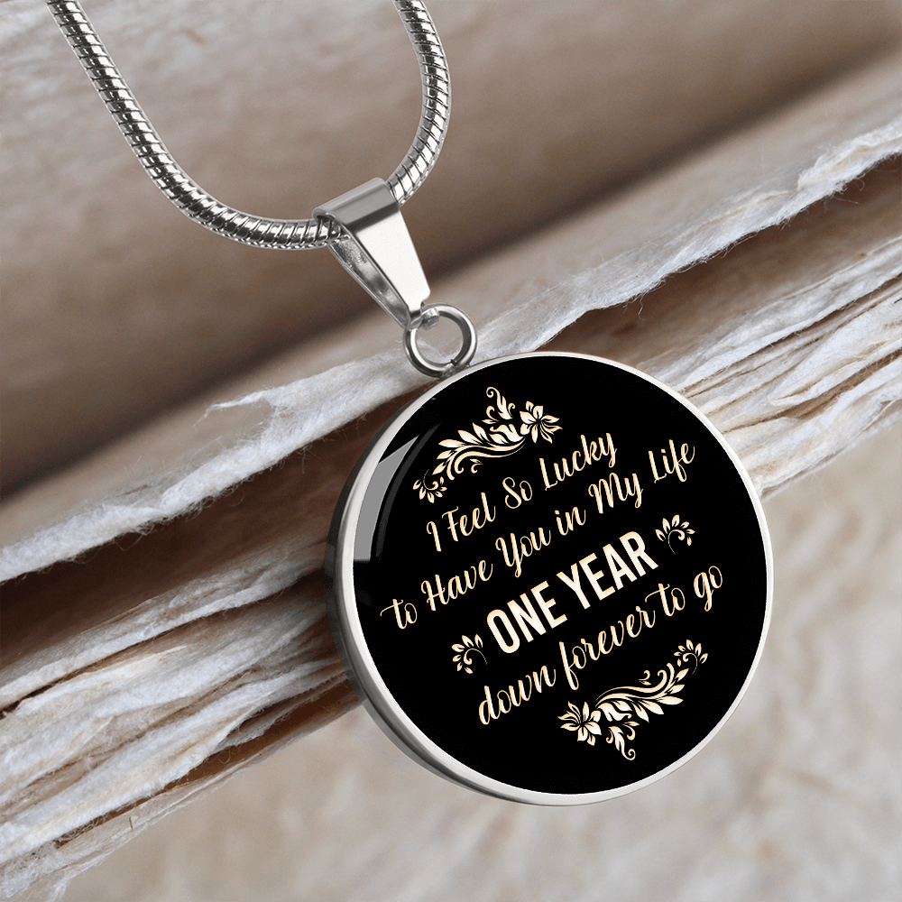 One year anniversary gift - Graphic Circle Necklace - JustFamilyThings