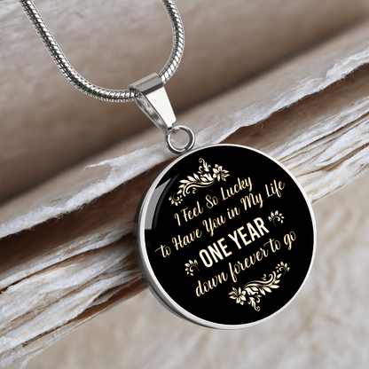 One year anniversary gift - Graphic Circle Necklace - JustFamilyThings