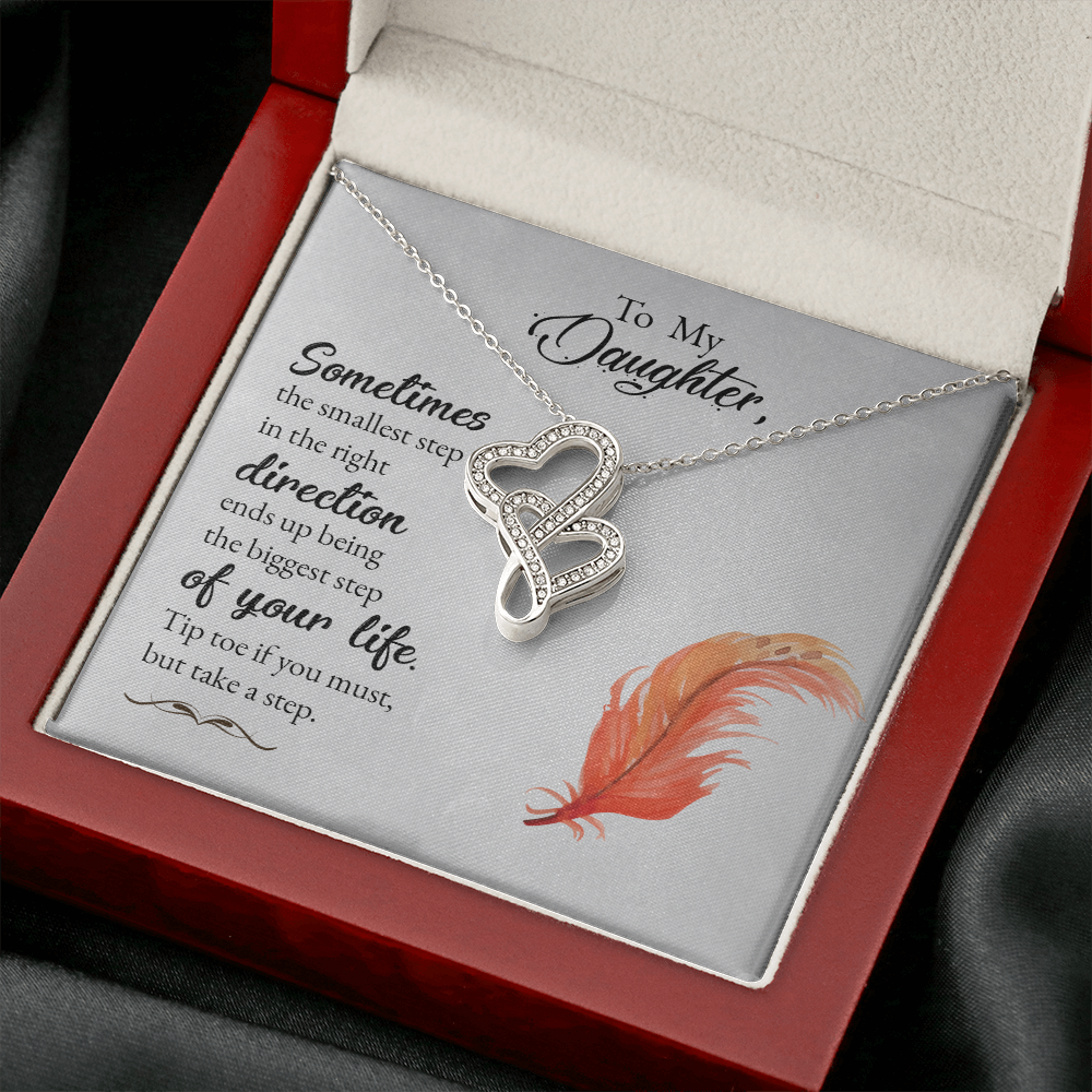 To my daughter - Sometimes the smallest step - Double Heart Necklace - JustFamilyThings