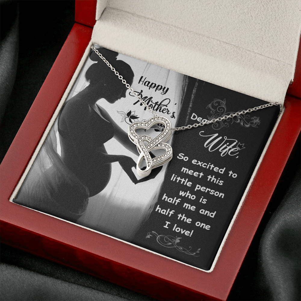Happy Mother's day dear wife - Double Heart Necklace - JustFamilyThings
