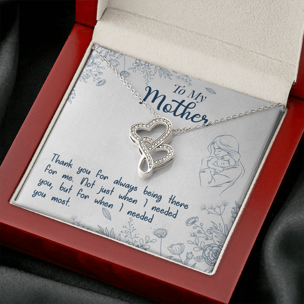 To My Mom - thank you for always being there - Double Heart Necklace - JustFamilyThings