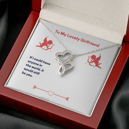 To My Lovely Girlfriend (Valentine's) - Double Heart Necklace - JustFamilyThings