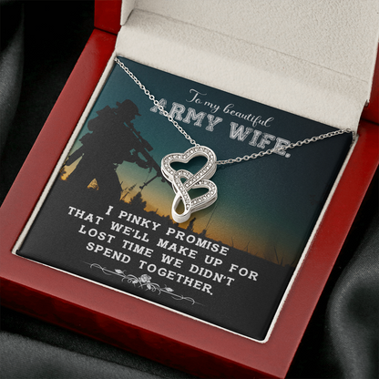 to my Army wife - Double Heart Necklace - JustFamilyThings