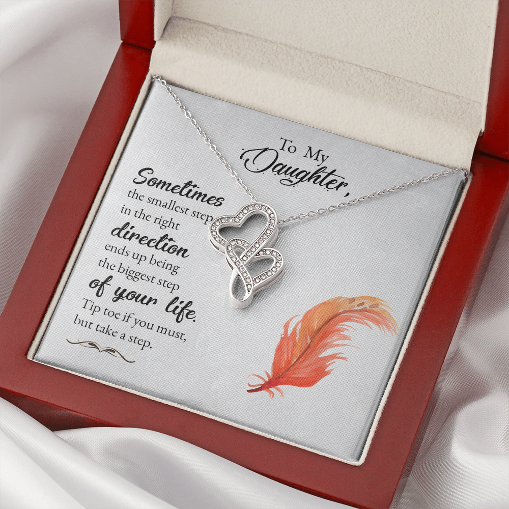 To my daughter - Sometimes the smallest step - Double Heart Necklace - JustFamilyThings