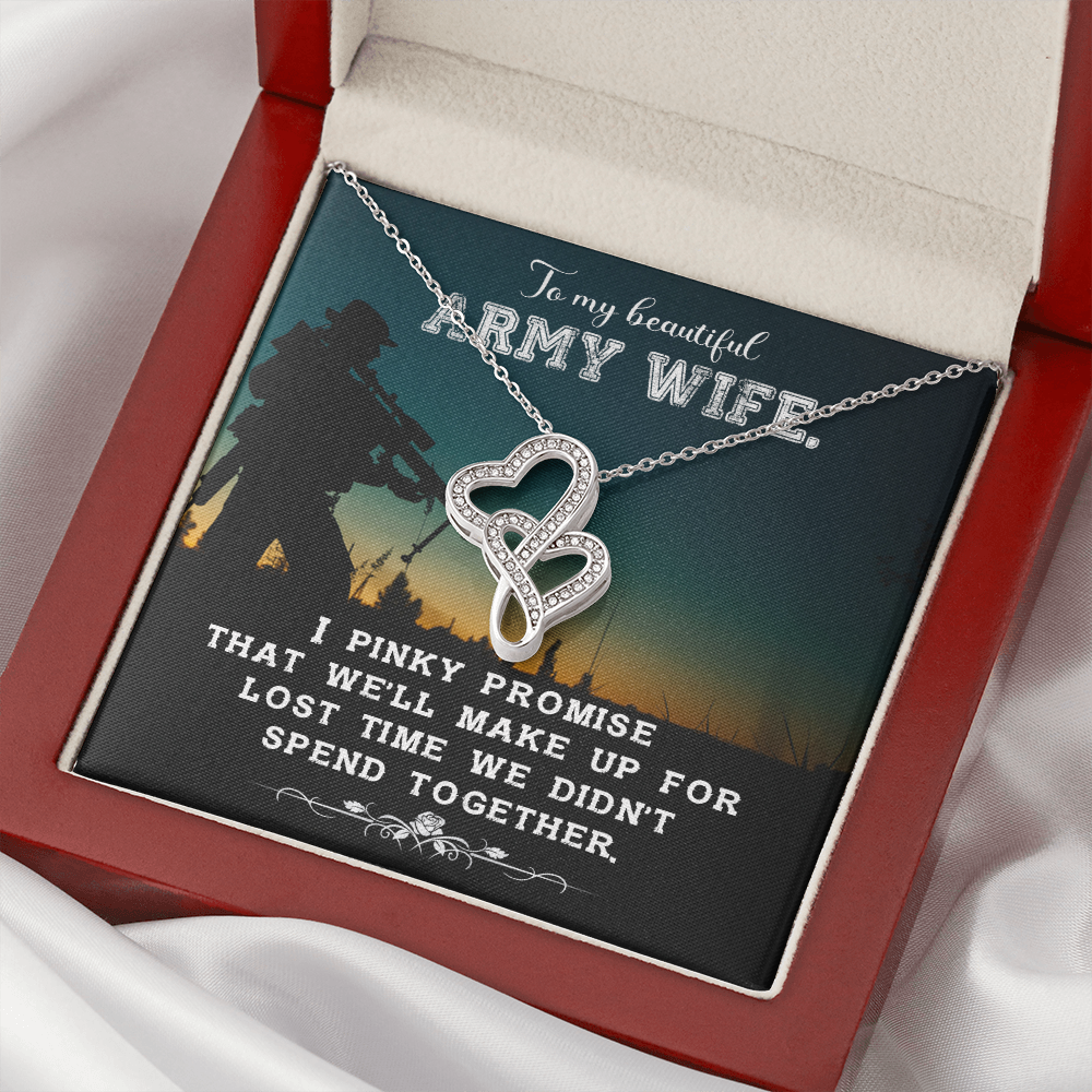 to my Army wife - Double Heart Necklace - JustFamilyThings