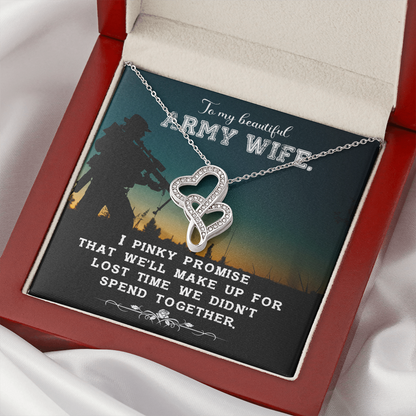to my Army wife - Double Heart Necklace - JustFamilyThings