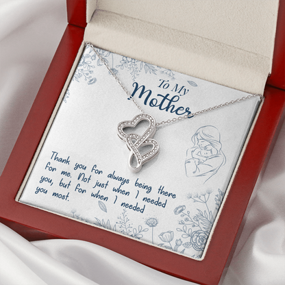 To My Mom - thank you for always being there - Double Heart Necklace - JustFamilyThings